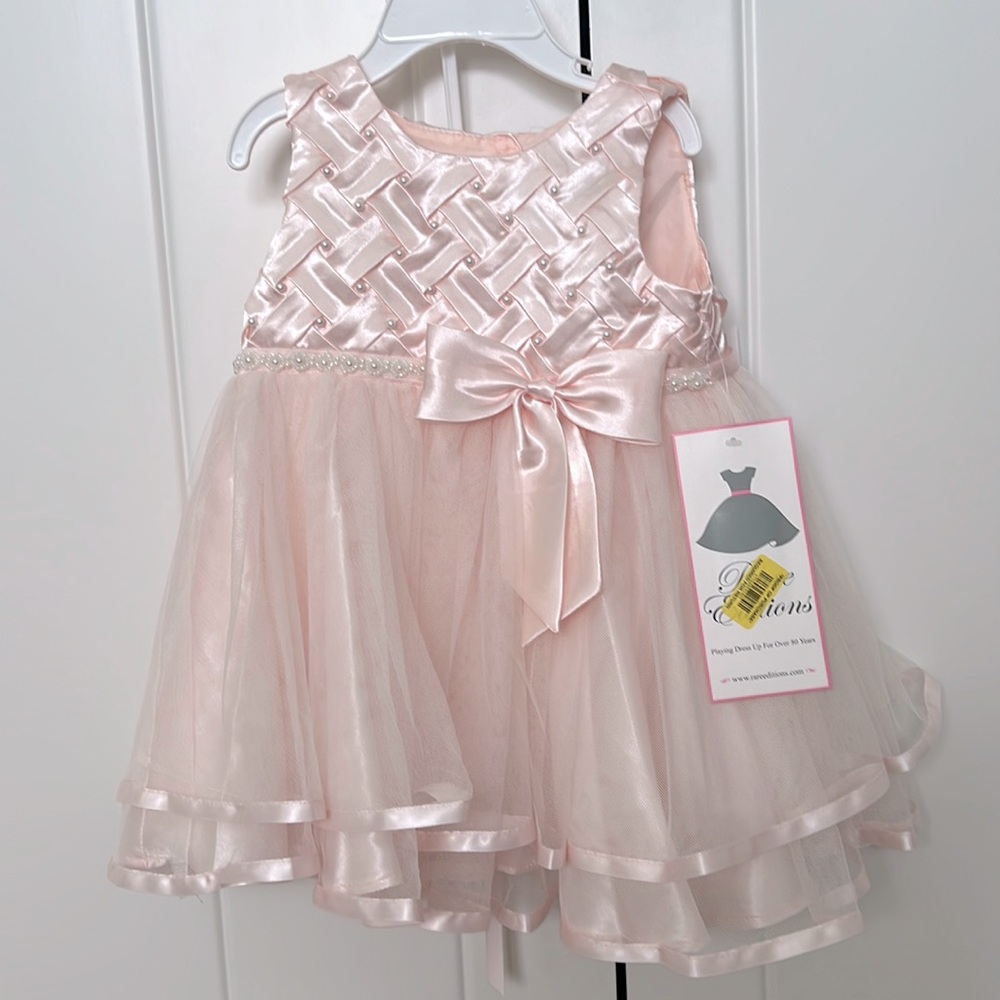 NWT Rare Editions 12 months pink satin and tulle dress